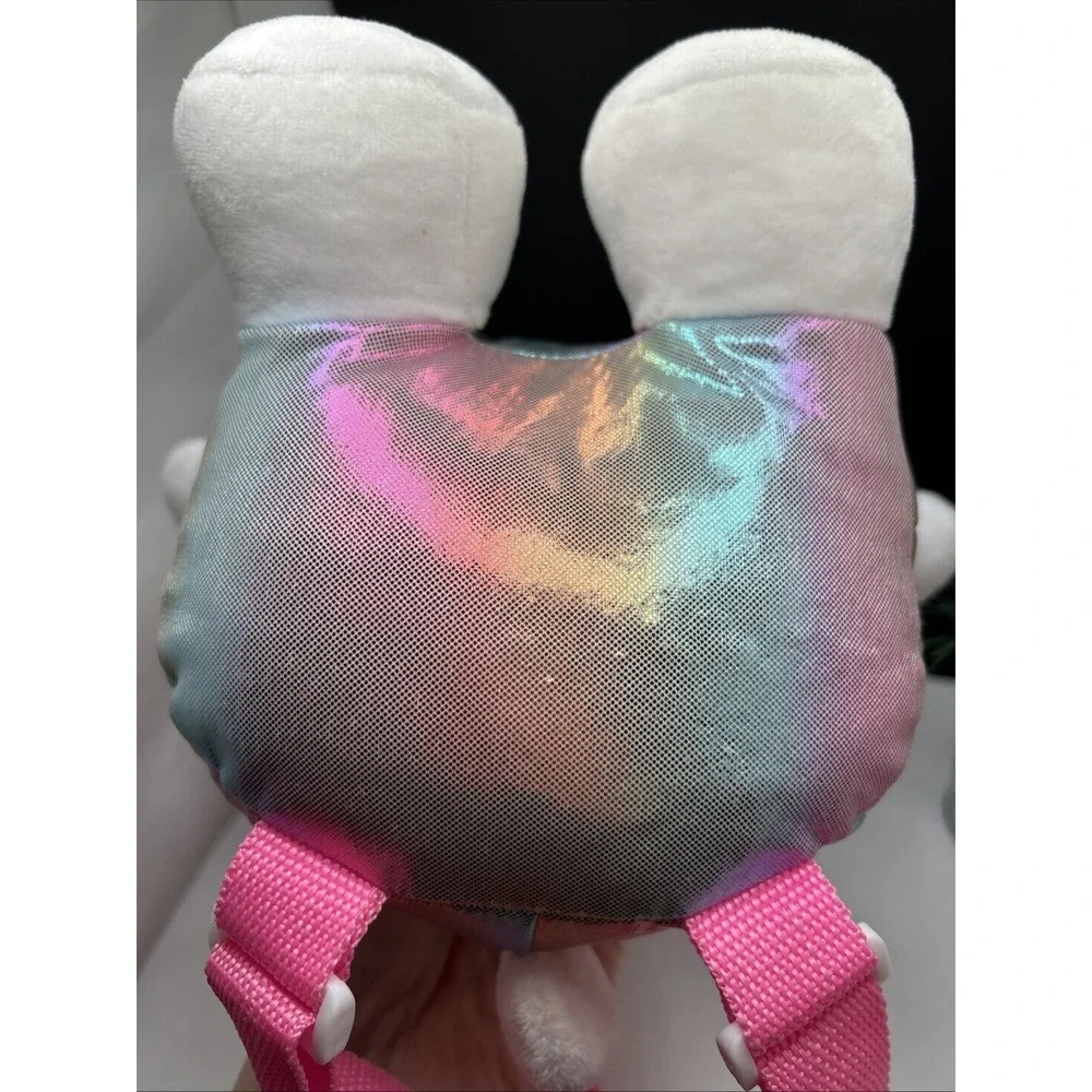 Hello Kitty‎ Rainbow iridescent pink Plush Backpack adjustable straps 10x8x14